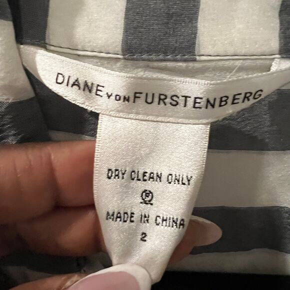 NWT $314 Diane von Furstenberg 2 DVF Silk Striped Classic Wrap Dress - Picture 5 of 7